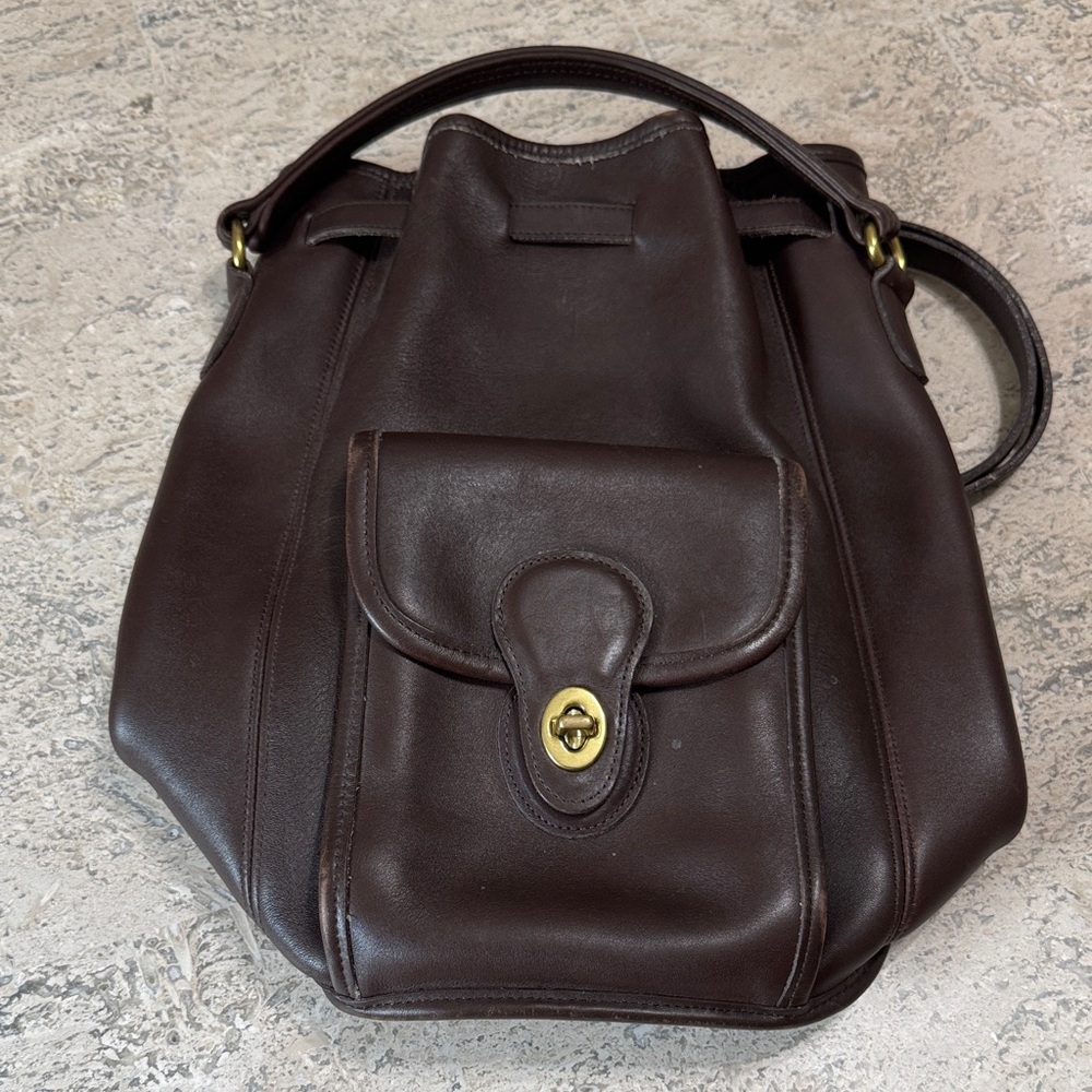 Coach brown leather back pack